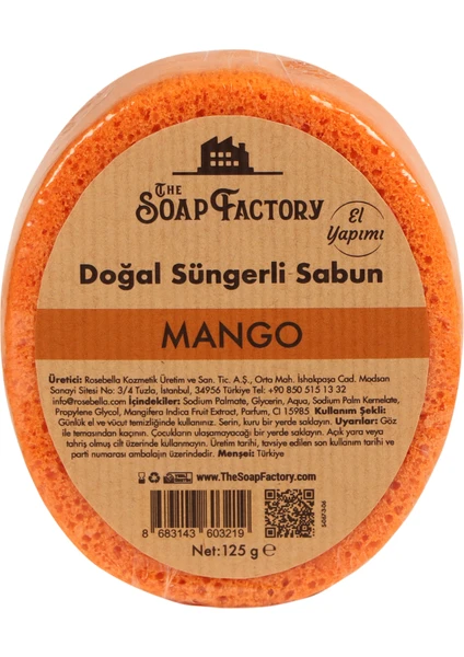 The Soap Factory Doğal Süngerli Mango Sabunu 125 gr - Lüks - Tüm Cilt Tipleri İçin - Ferahlatıcı ve Rahatlatıcı Duş Deneyimi - Mükemmel Cilt Bakımı - Kolay Kullanım - Mükemmel Koku