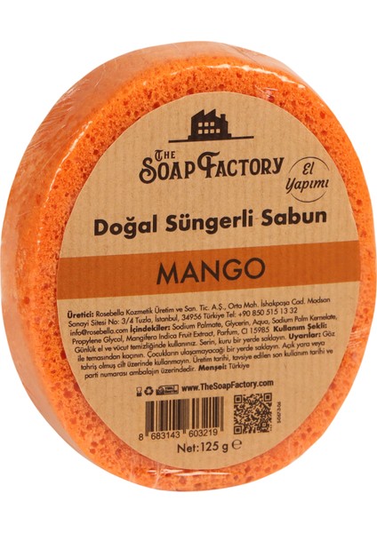 Doğal Süngerli Mango Sabunu 125 gr - Lüks - Tüm Cilt Tipleri İçin - Ferahlatıcı ve Rahatlatıcı Duş Deneyimi - Mükemmel Cilt Bakımı - Kolay Kullanım - Mükemmel Koku