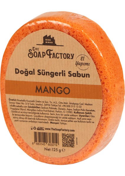 Doğal Süngerli Mango Sabunu 125 gr - Lüks - Tüm Cilt Tipleri İçin - Ferahlatıcı ve Rahatlatıcı Duş Deneyimi - Mükemmel Cilt Bakımı - Kolay Kullanım - Mükemmel Koku