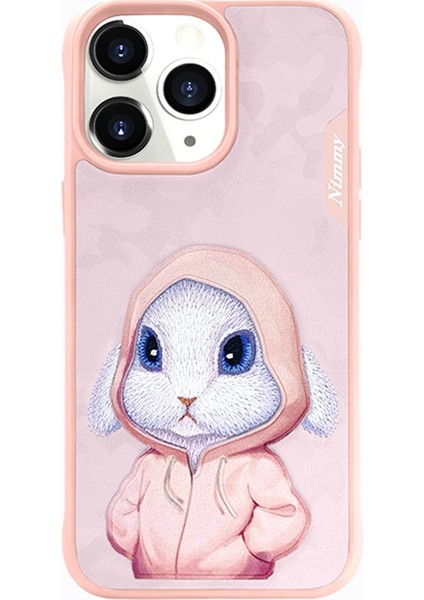 Rabbit Serisi Tavşan Nakış Işlemeli Detaylı Kılıf iPhone 14 Pro Max Pembe