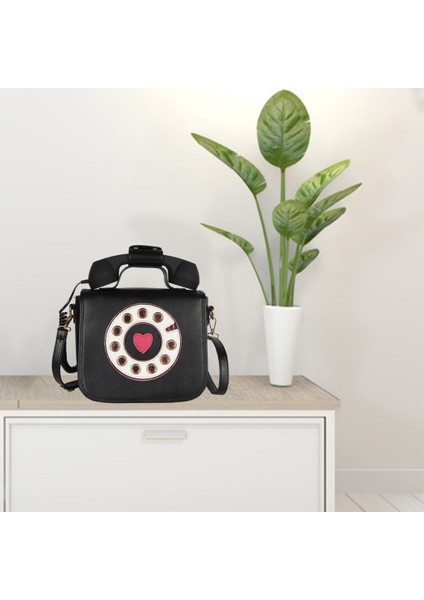 Telefon Şeklindeki Çapraz Bag Komik Alışveriş Omuz Çantası Çanta Siyahı (Yurt Dışından)