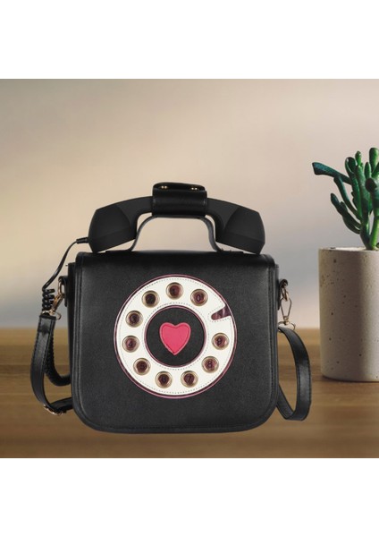 Telefon Şeklindeki Çapraz Bag Komik Alışveriş Omuz Çantası Çanta Siyahı (Yurt Dışından)