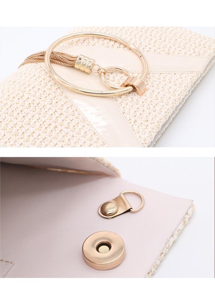Moda Akşam Debriyaj Çantası Çantası, Çanta Tote, Kozmetik Çanta Bej 1 25.5CMX5CMX17CM (Yurt Dışından)