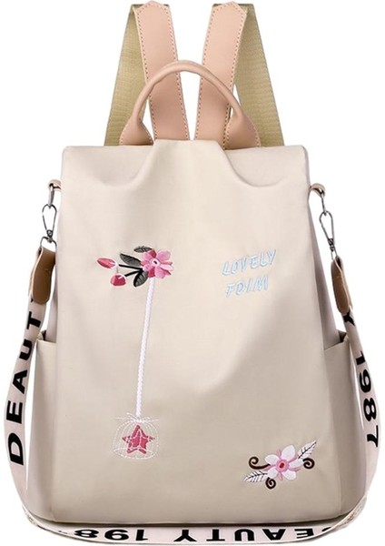 Sıradan Oxford Bezi Sırt Çantası Omuz Çantası Kolaj Açık Day Pack Bej (Yurt Dışından)