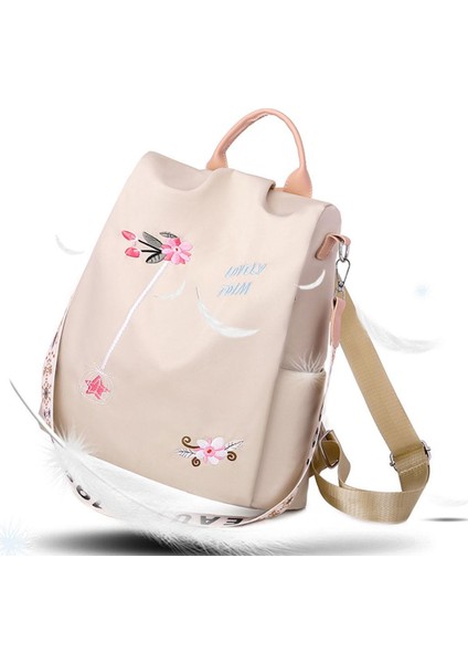 Sıradan Oxford Bezi Sırt Çantası Omuz Çantası Kolaj Açık Day Pack Bej (Yurt Dışından)