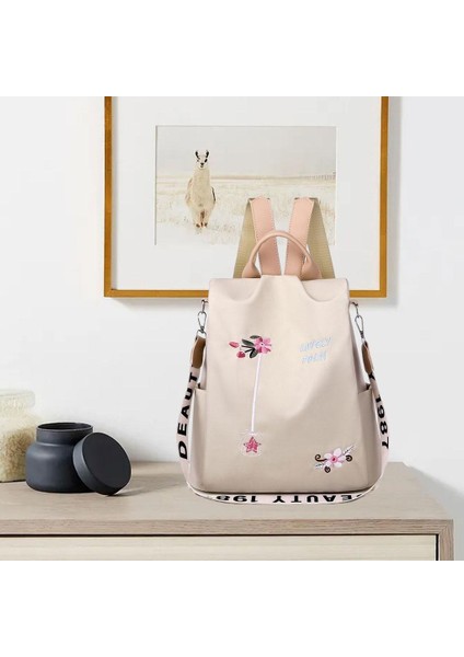 Sıradan Oxford Bezi Sırt Çantası Omuz Çantası Kolaj Açık Day Pack Bej (Yurt Dışından)