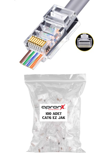 EZ-RJ45 Ez RJ45 Cat6 Açık Uçlu Soket 8p/8c Cat6 Konnektör 100ADET