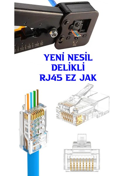 EZ-RJ45 Ez RJ45 Cat6 Açık Uçlu Soket 8p/8c Cat6 Konnektör 100ADET