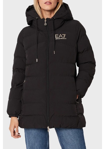 Regular Fit Rüzgar ve Isı Kaybı Korumalı Çıkarılabilir Kapüşonlu Uzun Mont Bayan Mont 6LTK09 TN5VZ 0200