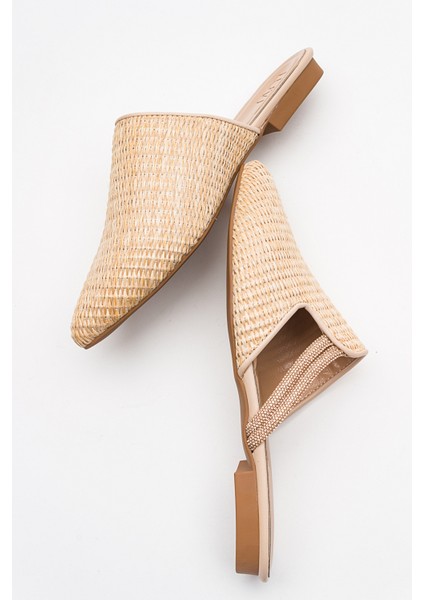 Pesa Krem Hasır Taşlı Kadın Terlik modelleri