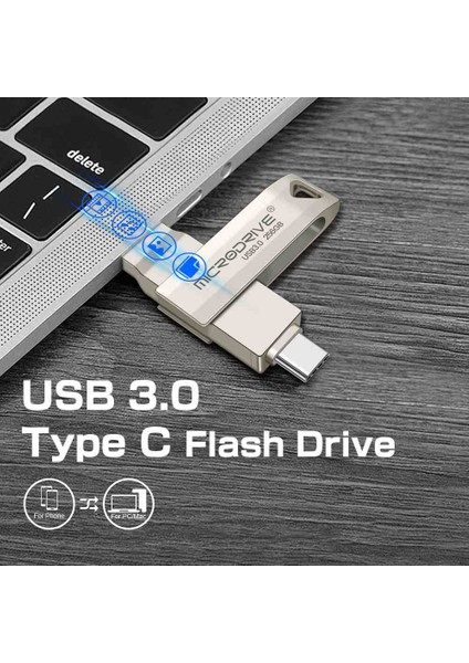 256GB.128GB.64GB.Type-C ve Usb 3.0 Hızlı Sağlam USB Flash Bellek Otg Çift Giriş Orjinal Metal