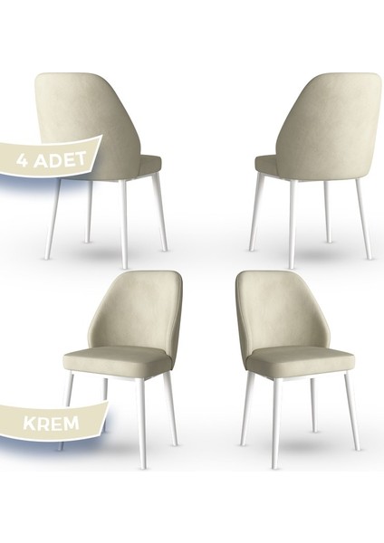 Concept Tura Serisi 4 Adet Mutfak Sandalyesi Metal Beyaz Ayaklı 1. Sınıf Babyface Kumaş