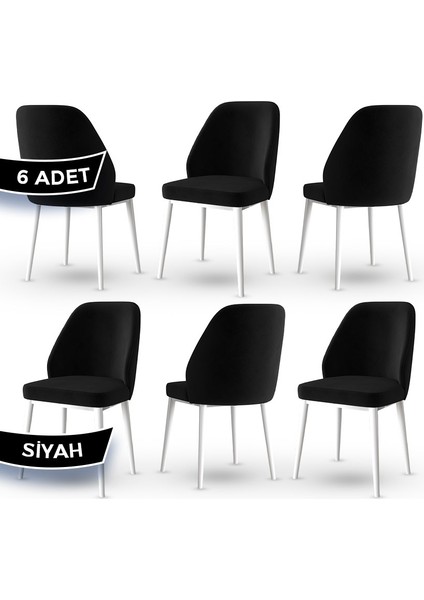 Concept Tura Serisi 6 Adet Mutfak Sandalyesi Metal Beyaz Ayaklı 1. Sınıf Babyface Kumaş
