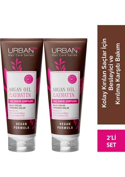 URBAN Care Argan Yağı&Keratin Kolay Kırılan Saçlara Özel Şampuan X2 Adet -250 ML