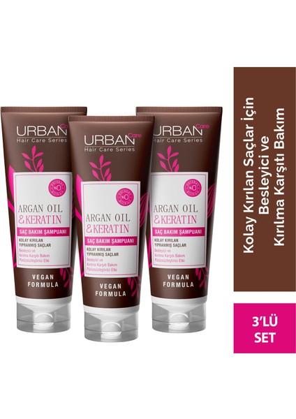 Argan Yağı&Keratin Kolay Kırılan Saçlara Özel Şampuan X3 Adet -250 ML