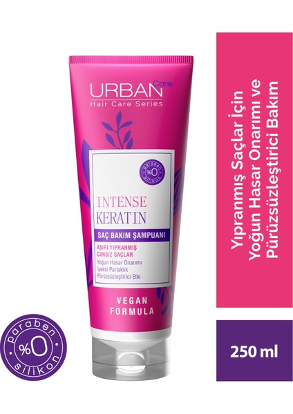 Intense Keratin Aşırı Yıpranmış Saçlara Özel Saç Bakım Şampuanı 250 ml x 3 - vegan fiyatları