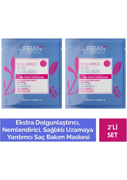 URBAN Care Hyaluronik Asit & Kolajen Kuru ve Cansız Saçlara Özel Saç Bakım Maskesi 50 ml x 2 - vegan