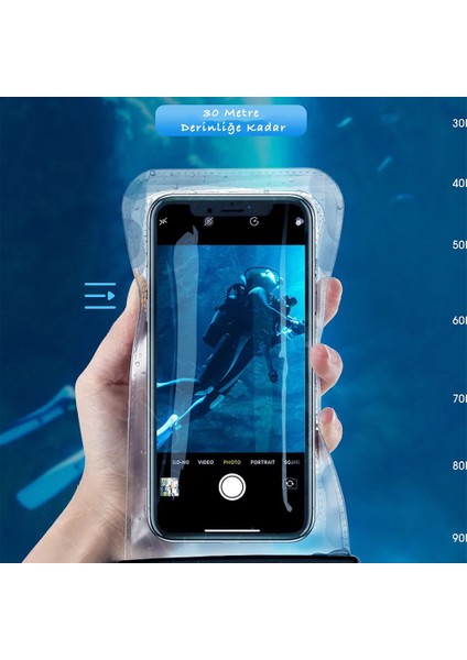 Su Geçirmez Kılıf Waterproof Su Altı Kabı Kendinden Askılı Tüm Telefonlara Uyumlu Su Geçirmez Telefon Kılıfı