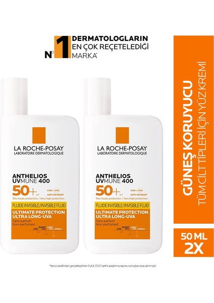 La Roche Posay Anthelios Uvmune Fluide Yüksek Korumalı Yüz Güneş Kremi Set 50 Mlx2