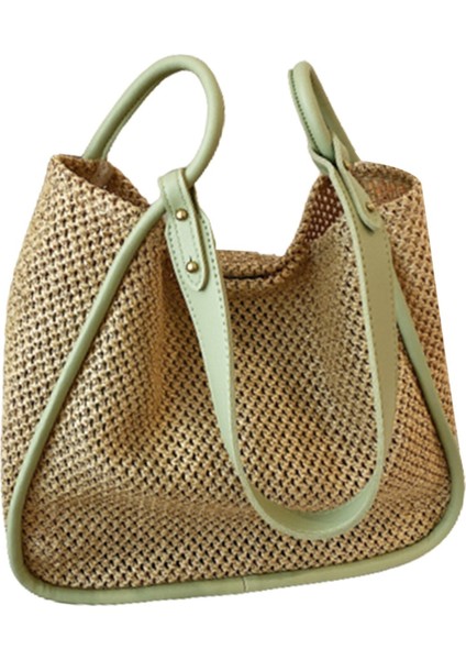 Hasır Omuz Çantası Casual Tote Çanta Yaz Plaj Hasır El Çantası (Yurt Dışından)