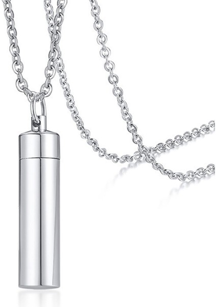 Erkekler Için Urn Kolyeleri Insan Yapımı Hatıra Mücevher Kolye Tüpü 60CM Zincir 41X10MM (Yurt Dışından)