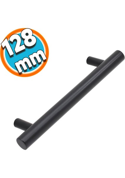 Mobilya Dolap Kapak Çekmece Kulpu Mat Siyah Metal 128 mm