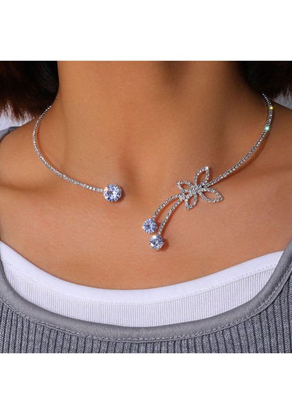 Işıltılı Rhinestone Açık Gerdanlık Kolye Dekoratif Kızlar Lüks (Yurt Dışından) fiyatları