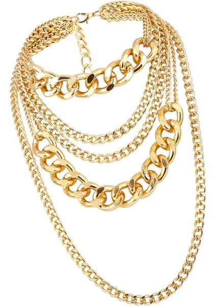 Moda Çok Katmanlı Zincir Kolye 90'lar Punk Tarzı Kolye Kostüm Takı (Yurt Dışından)