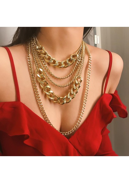 Moda Çok Katmanlı Zincir Kolye 90'lar Punk Tarzı Kolye Kostüm Takı (Yurt Dışından) fiyatları