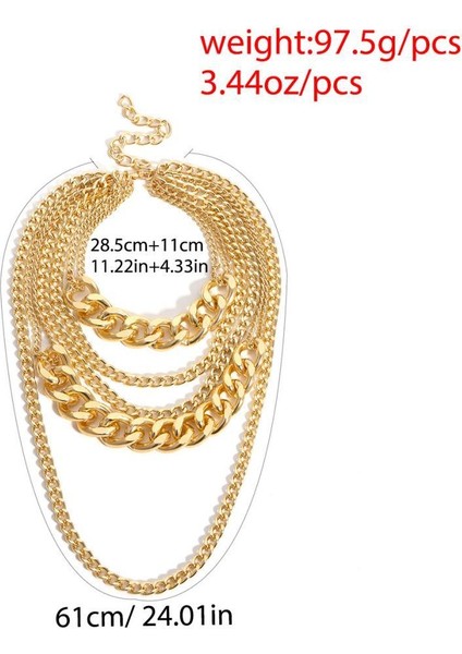 Moda Çok Katmanlı Zincir Kolye 90'lar Punk Tarzı Kolye Kostüm Takı (Yurt Dışından) indirimleri