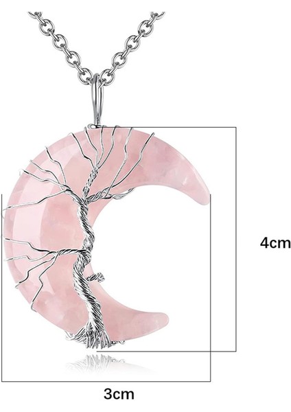 Yaşam Ağacı Kolye Tel Ay Kolye Ay Kolye Kızlar Için Kristal Takılar 7 Çakralar (Yurt Dışından)