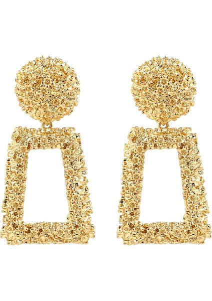Kabartmalı Çiçek Küpe (Gold) (Yurt Dışından) fırsatları
