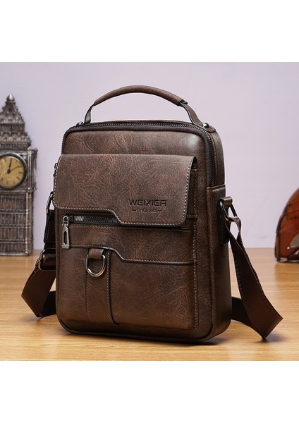 Weıxıer 8642 Men Business Crossbody Bag (Dark Brown) (Yurt Dışından)