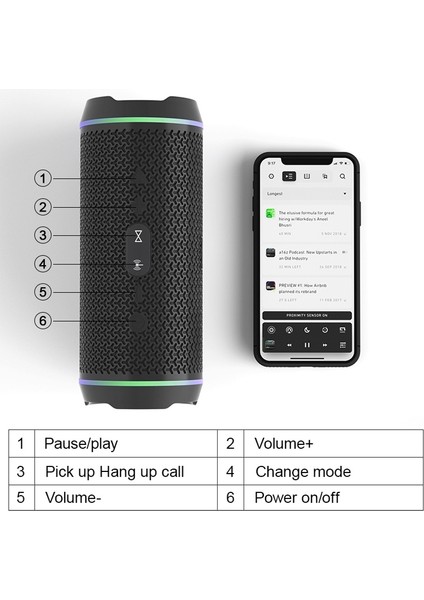 Oneder V10 Tws Renkli Çift LED Işık Bluetooth 5.0 Hoparlör (Black) (Yurt Dışından) modelleri