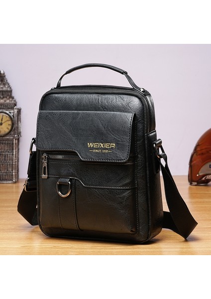 Weıxıer 8642 Men Business Crossbody Bag (Black) (Yurt Dışından)