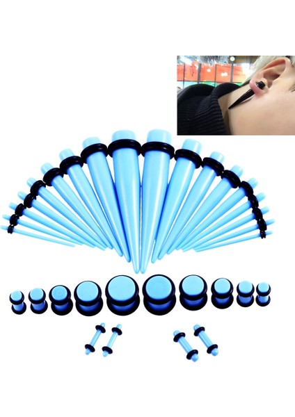 36 Adet Uni Akrilik Kulak Genişletme Kulak Genişletici Seti (Baby Blue) (Yurt Dışından)