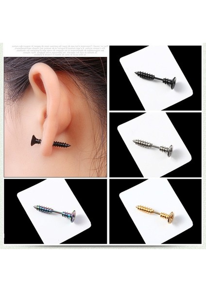 5 Adet Kişilik Titanyum Çik Vida Saplama Küpe (Gold) (Yurt Dışından) modelleri