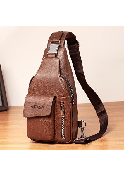 Yue Store Weixier 9525 Erkekler Tek Omuz Crossbody Çanta (Light Brown) (Yurt Dışından)