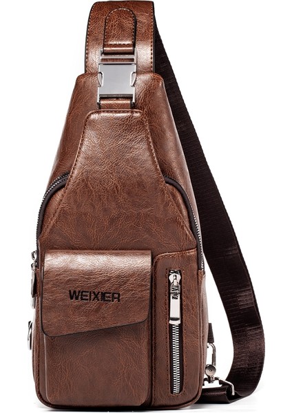 Yue Store Weixier 9525 Erkekler Tek Omuz Crossbody Çanta (Light Brown) (Yurt Dışından)