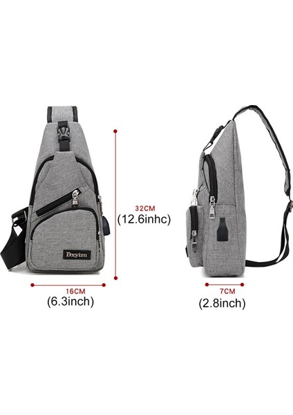 Harici USB Şarj Arayüzü ile Dxyizu B Çantası (Grey) (Yurt Dışından)