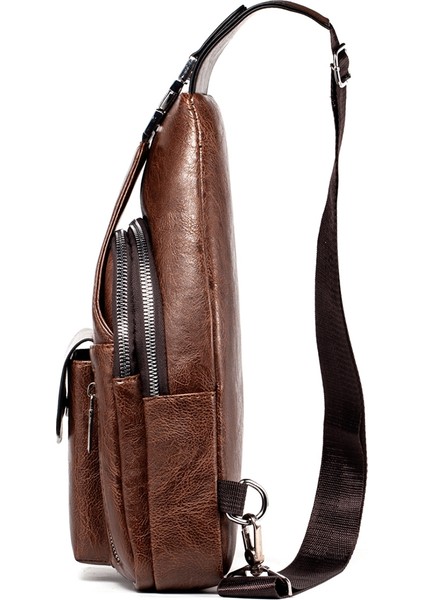 Weixier 9525 Erkekler Tek Omuz Crossbody Çanta (Dark Brown) (Yurt Dışından)