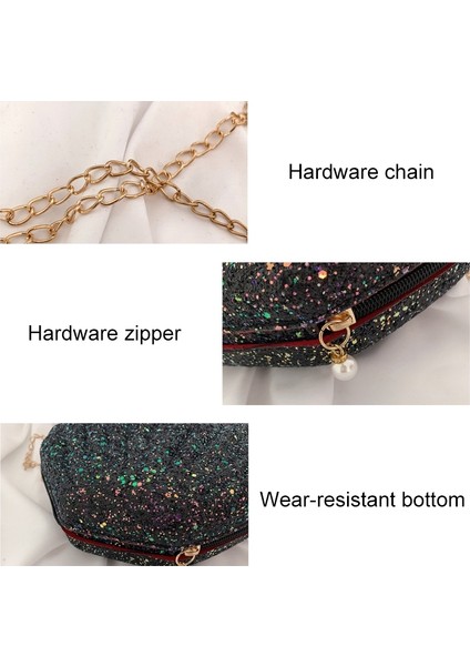 Kabuk Şekli Moda Payetli Tek Omuz Crossbody Çanta (Black) (Yurt Dışından) fiyatları