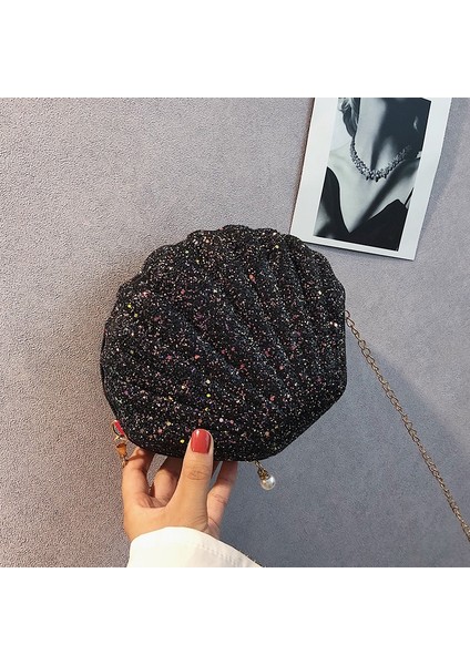 Kabuk Şekli Moda Payetli Tek Omuz Crossbody Çanta (Black) (Yurt Dışından) modelleri