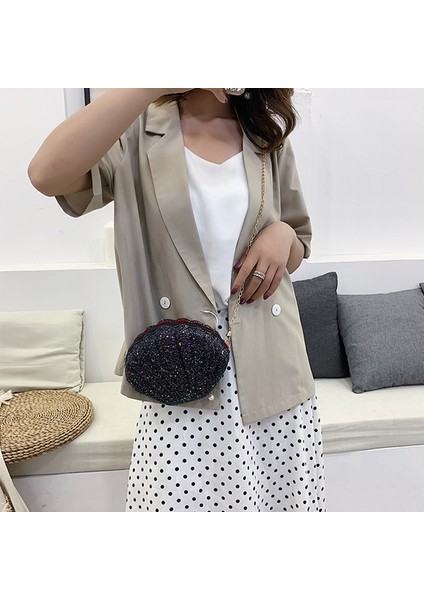 Kabuk Şekli Moda Payetli Tek Omuz Crossbody Çanta (Black) (Yurt Dışından) fırsatları