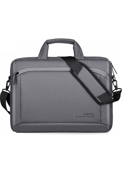 Oumantu 030 Taşınabilir 15 Inç Laptop Çantası Deri Çanta (Dark Gray) (Yurt Dışından)