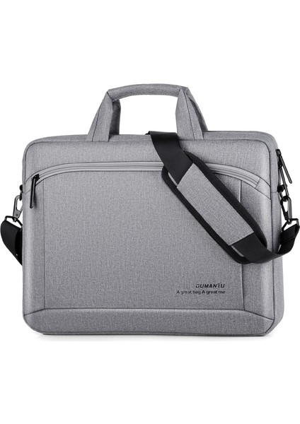 Oumantu 030 Taşınabilir 15 Inç Laptop Çantası Deri Çanta (Light Grey) (Yurt Dışından)