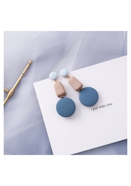Blue Geometric Acrylic Hollow Drop Earrings (10073B) (Yurt Dışından)