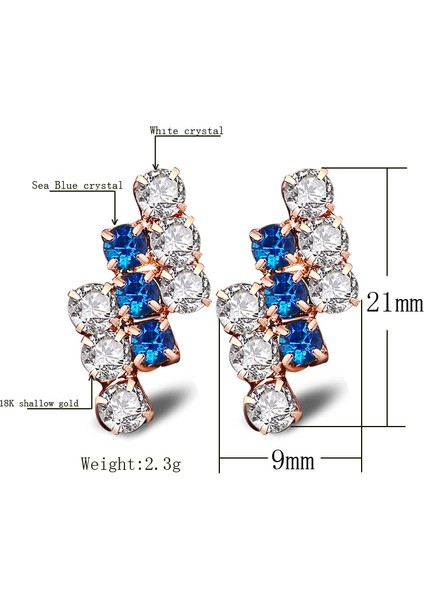 1 Çift Kadın Geometrik Kristal Küpe (Blue) (Yurt Dışından) fiyatları