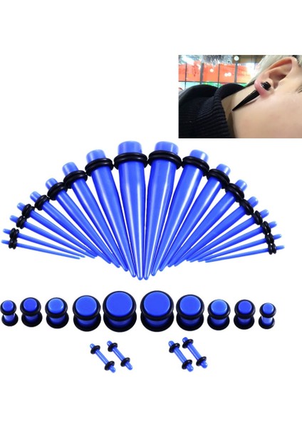 36 Adet Uni Akrilik Kulak Genişletme Kulak Genişletici Seti (Blue) (Yurt Dışından)