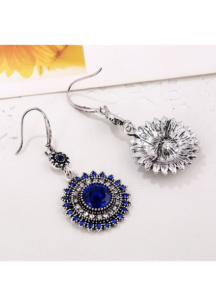 2 Pairs Ethnic Sun Flower Style Rhinestone Earrings (Style4) (Yurt Dışından) modelleri